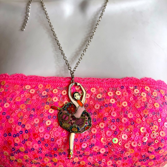 BEAUTIFUL ACRYLIC/METAL BALLERINA NECKLACE - Picture 2 of 10